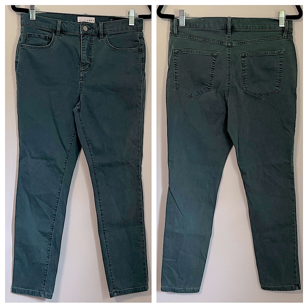 Loft Teal Blue Green Skinny Slim Fit Crop Jeans Size 8, 29 Waist EUC